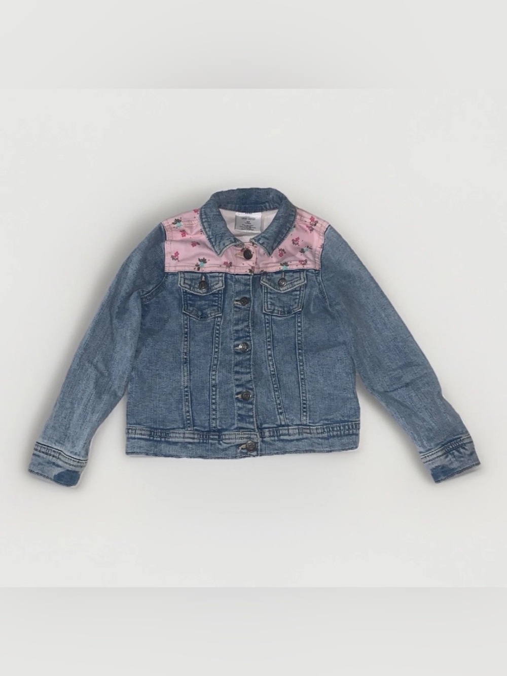Okie Dokie Baby Girls Floral Detail Denim Jean Jacket Blue Multi Size 5T